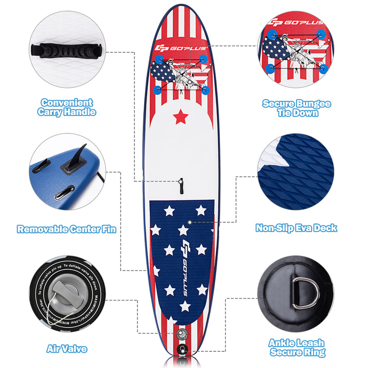 11 Inflatable Stand Up Paddle Board Surfboard W/Pump Aluminum Paddle Navy Image 7