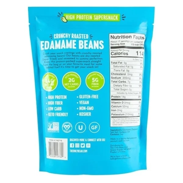 The Only Bean Sea Salt Roasted Edamame Beans18 Ounce Image 2