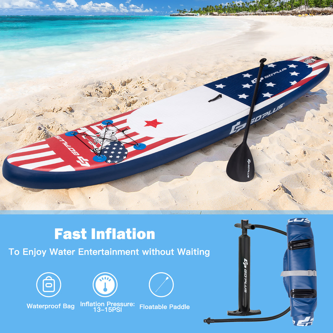 11 Inflatable Stand Up Paddle Board Surfboard W/Pump Aluminum Paddle Navy Image 9