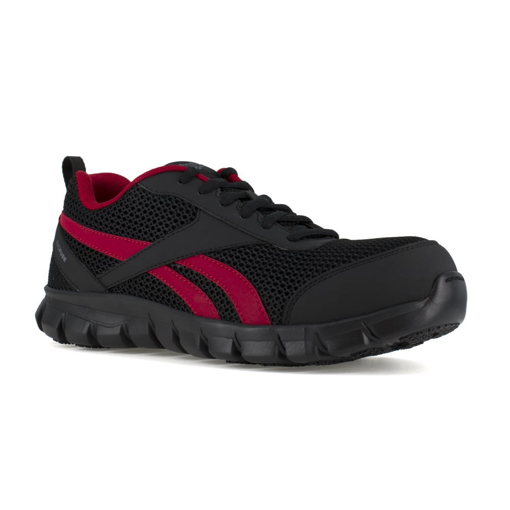 Reebok Work Sublite Cushion Composite Toe Athletic Shoes Black Red RB4121 Wide Image 1