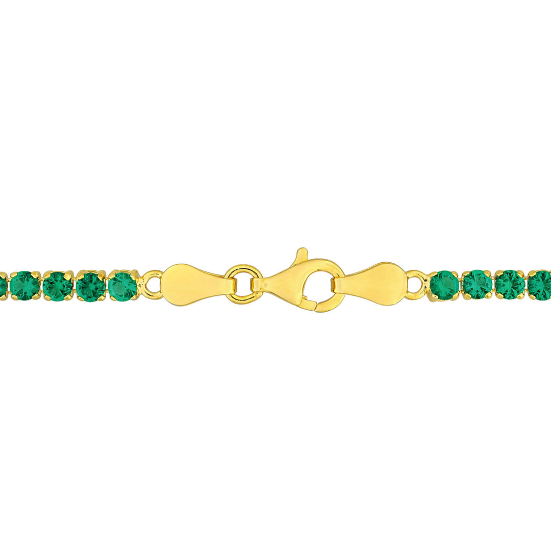 4.59 Carat (ctw) Lab-Created Emerald Tennis Bracelet in Yellow Plated Sterling Silver (7.25 Inches) Image 2