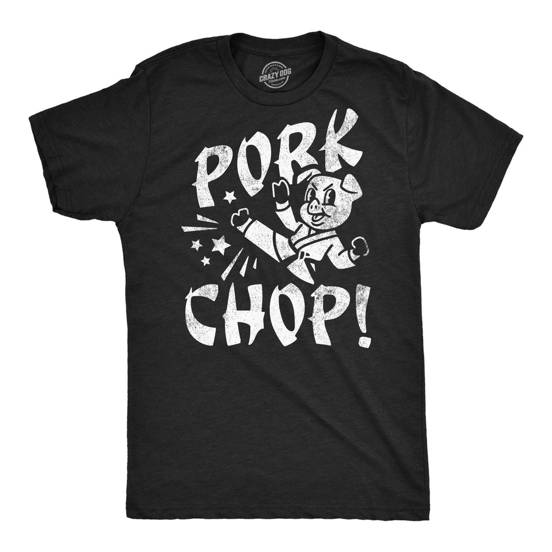 Mens Funny T Shirts Pork Chop Sarcatic Karate Pig Graphic Tee For Men Image 1