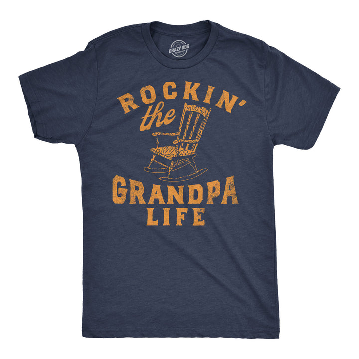 Mens Funny T Shirts Rockin The Grandpa Life Sarcastic Rocking Chair Graphic Tee For Men Image 1