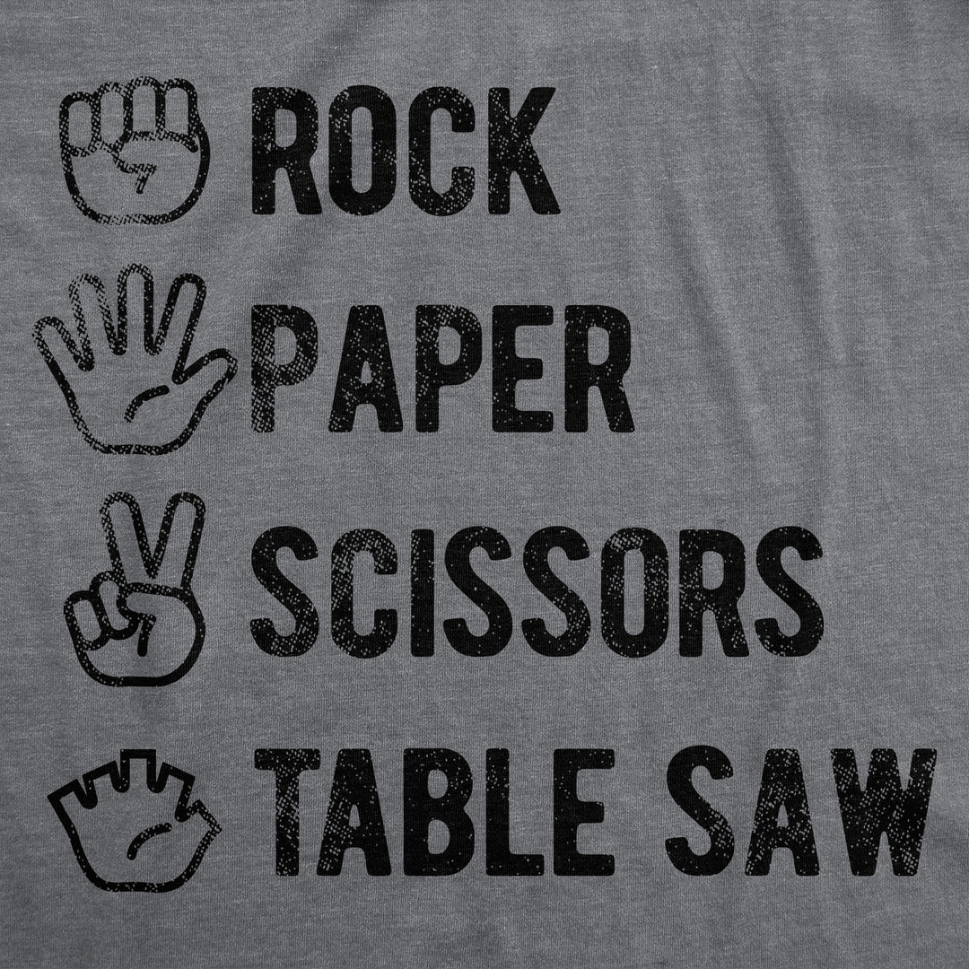 Mens Funny T Shirts Rock Paper Scissors Table Saw Sarcastic Novelty Tee For Men Image 2