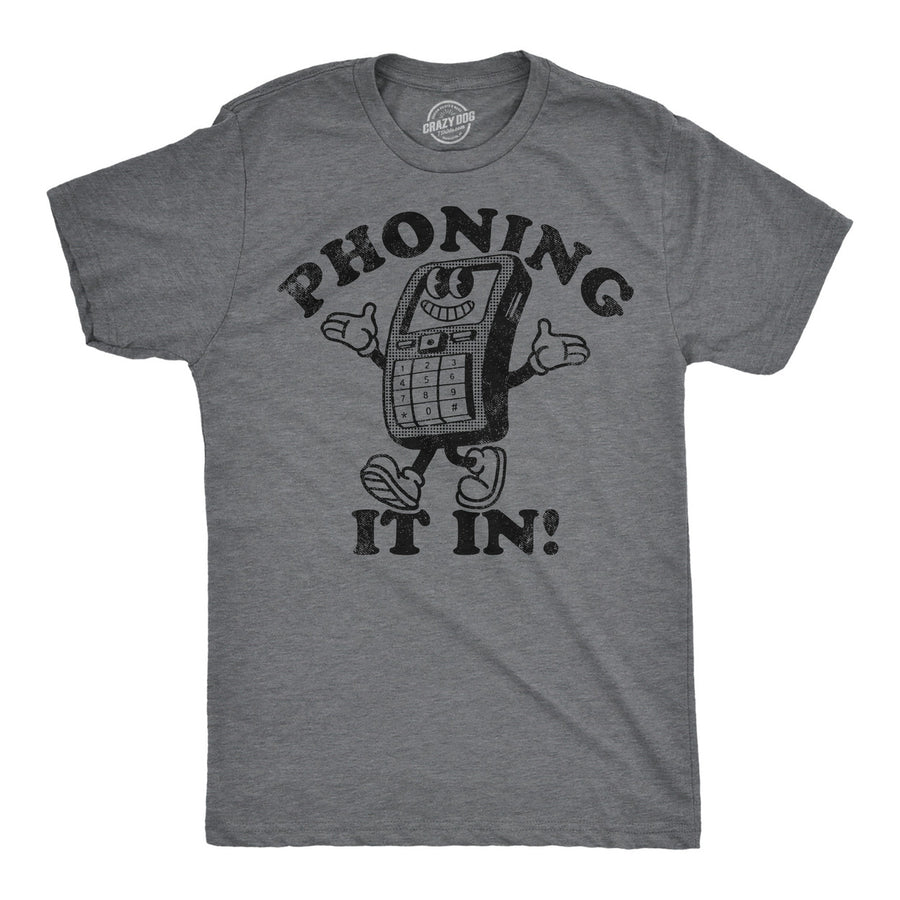 Mens Funny T Shirts Phoning It In Sarcastic Lazy Graphic Tee For Men Image 1