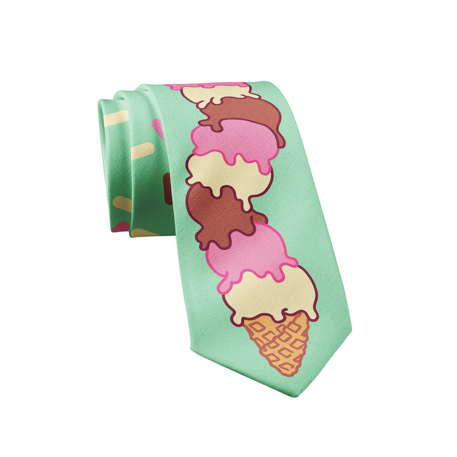 Ice Cream Tie Funny Sweet Treat Graphic Novelty Necktie Image 1