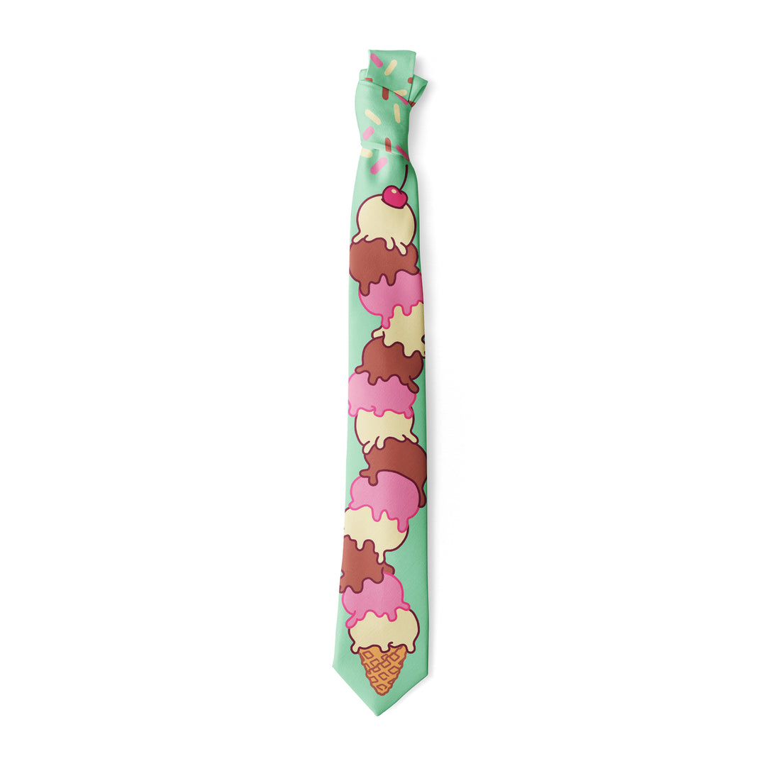 Ice Cream Tie Funny Sweet Treat Graphic Novelty Necktie Image 2