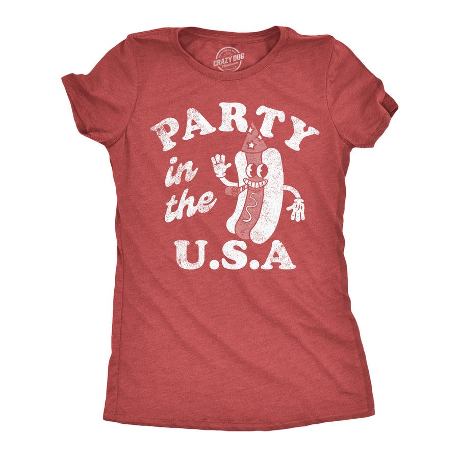 Womens Funny T Shirts Party In The USA Sarcastic Fourth Of July Graphic Tee For Ladies Image 1