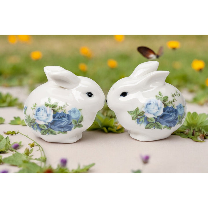 Ceramic Victorian Easter Bunny Salt and Pepper Shakers Image 1