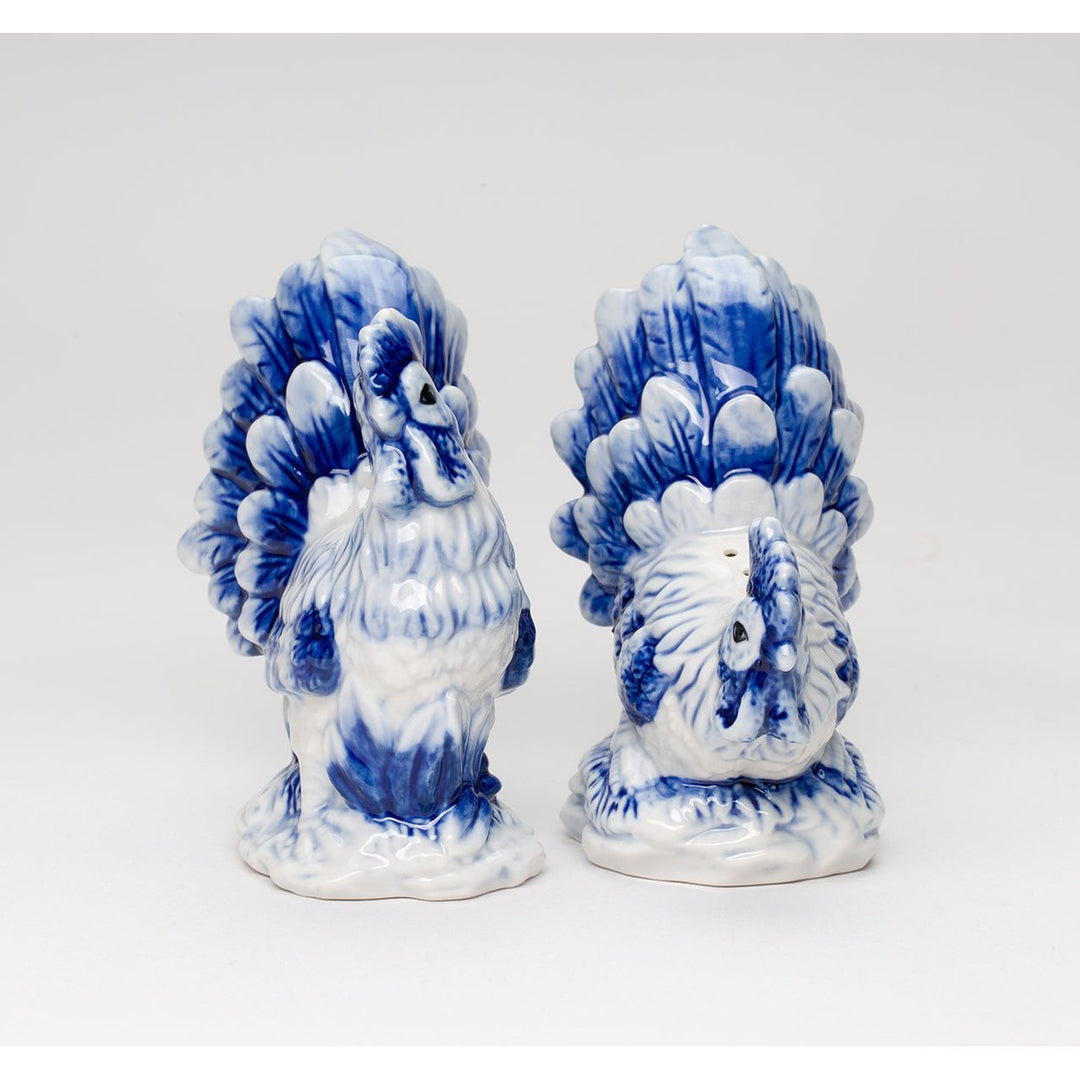 Dutch Blue Ceramic Rooster Salt and Pepper Shakers Image 6