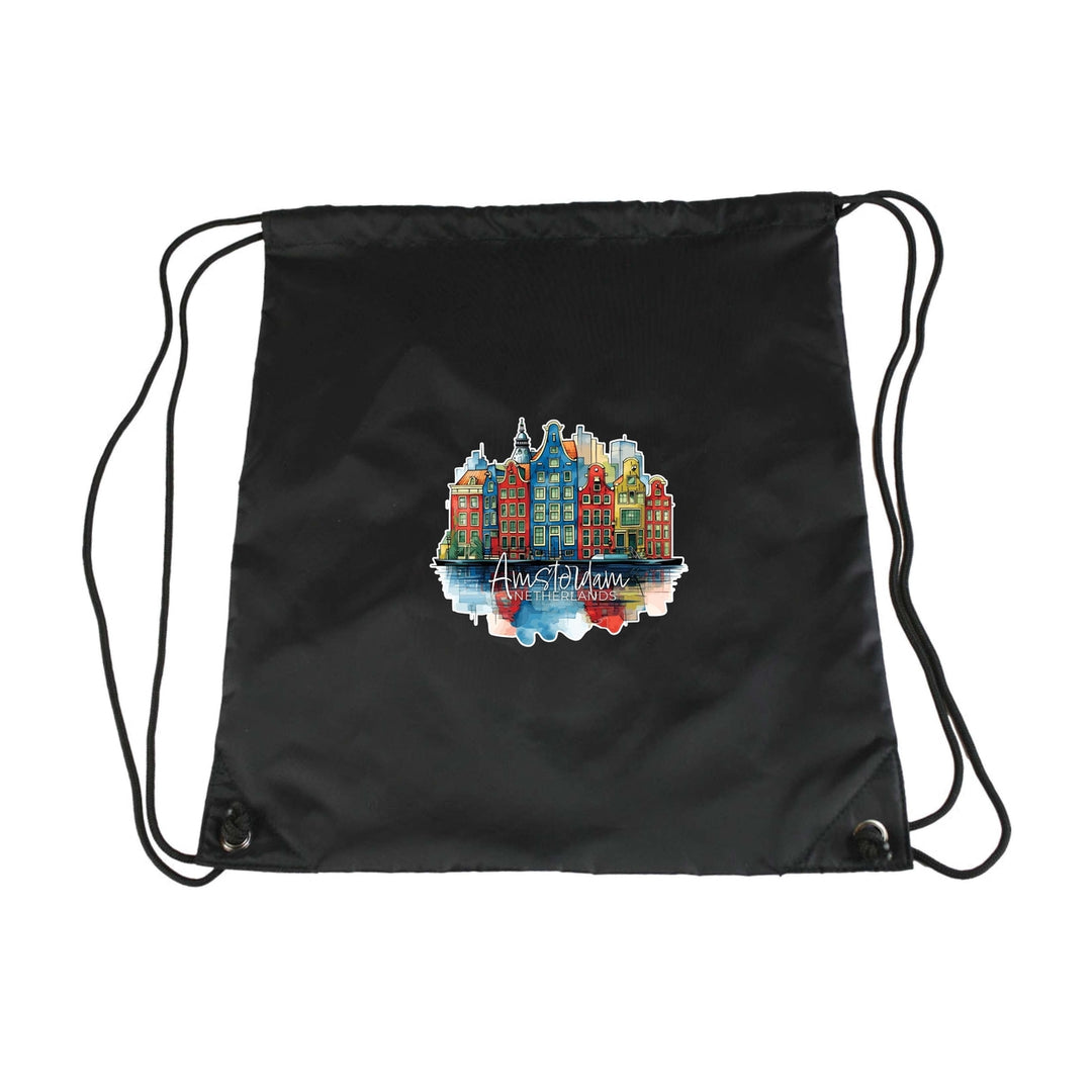 Amsterdam Netherlands Design C Souvenir Cinch Bag with Drawstring Backpack Image 1