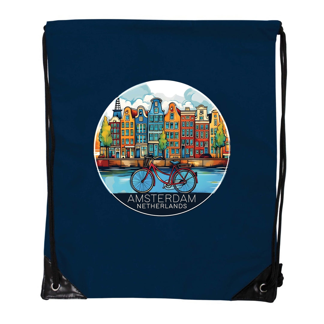 Amsterdam Netherlands Design D Souvenir Cinch Bag with Drawstring Backpack Image 1