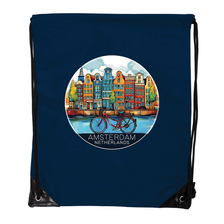 Amsterdam Netherlands Design D Souvenir Cinch Bag with Drawstring Backpack Image 1