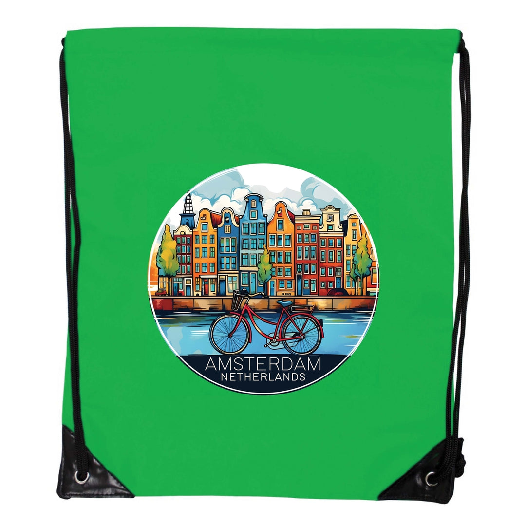 Amsterdam Netherlands Design D Souvenir Cinch Bag with Drawstring Backpack Image 2