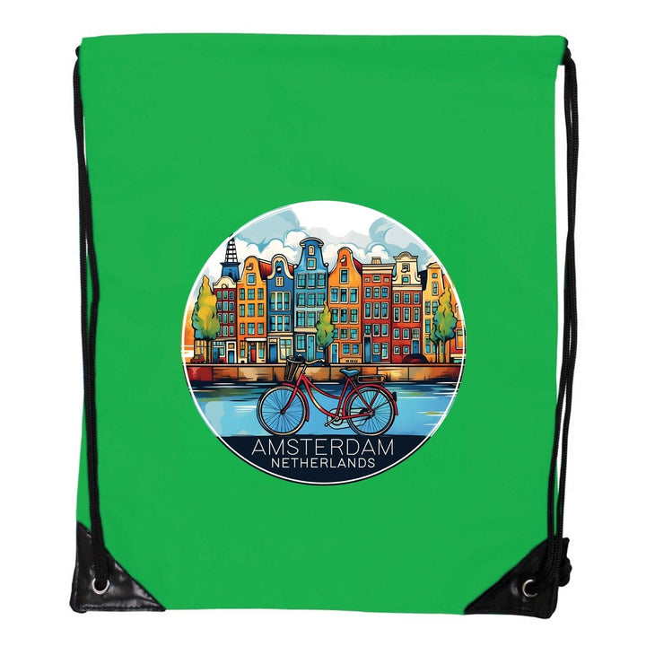 Amsterdam Netherlands Design D Souvenir Cinch Bag with Drawstring Backpack Image 1