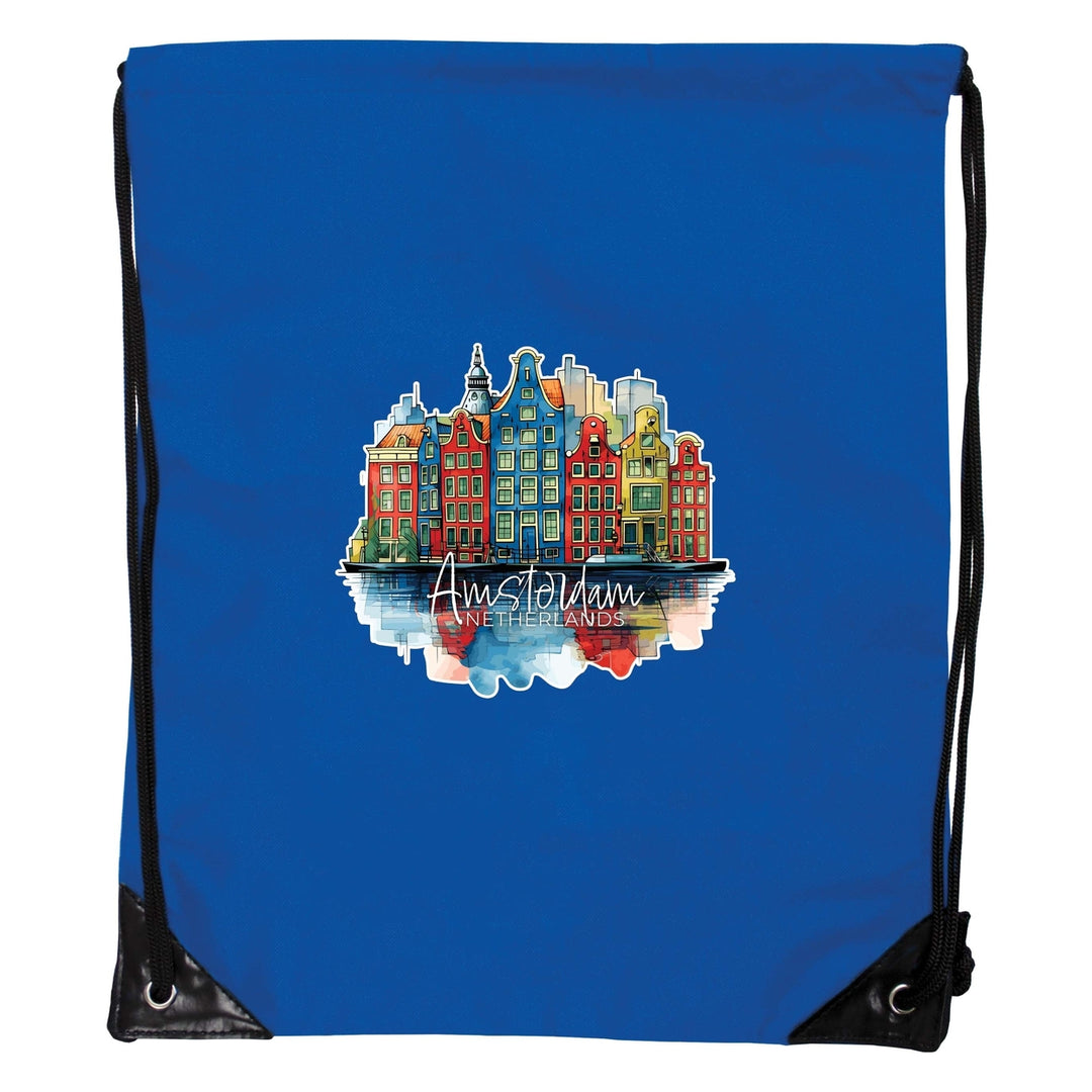 Amsterdam Netherlands Design C Souvenir Cinch Bag with Drawstring Backpack Image 2