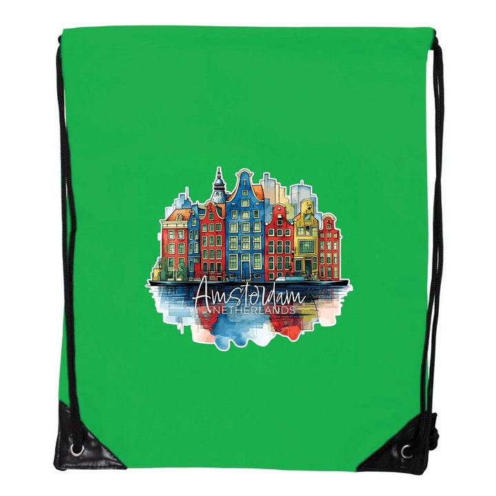 Amsterdam Netherlands Design C Souvenir Cinch Bag with Drawstring Backpack Image 3