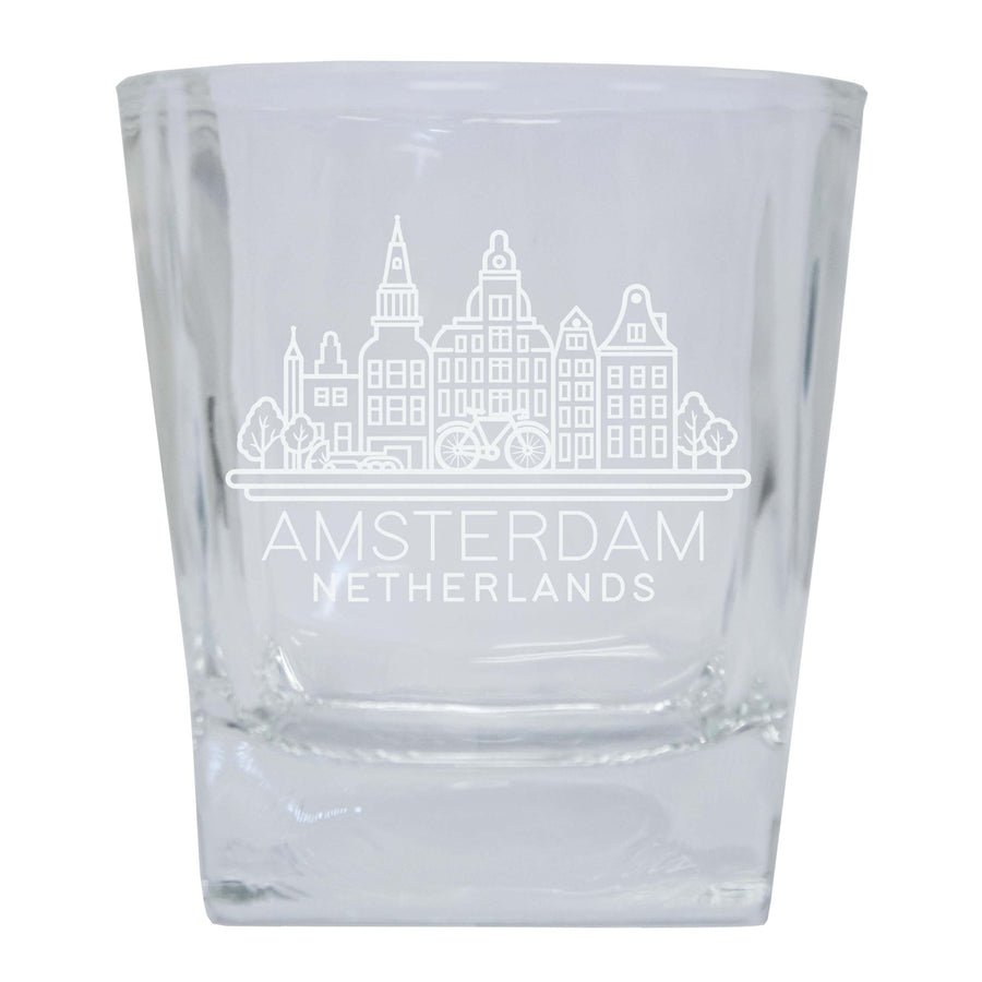 Amsterdam Netherlands Souvenir 10 oz Engraved Whiskey Glass Rocks Glass Image 1