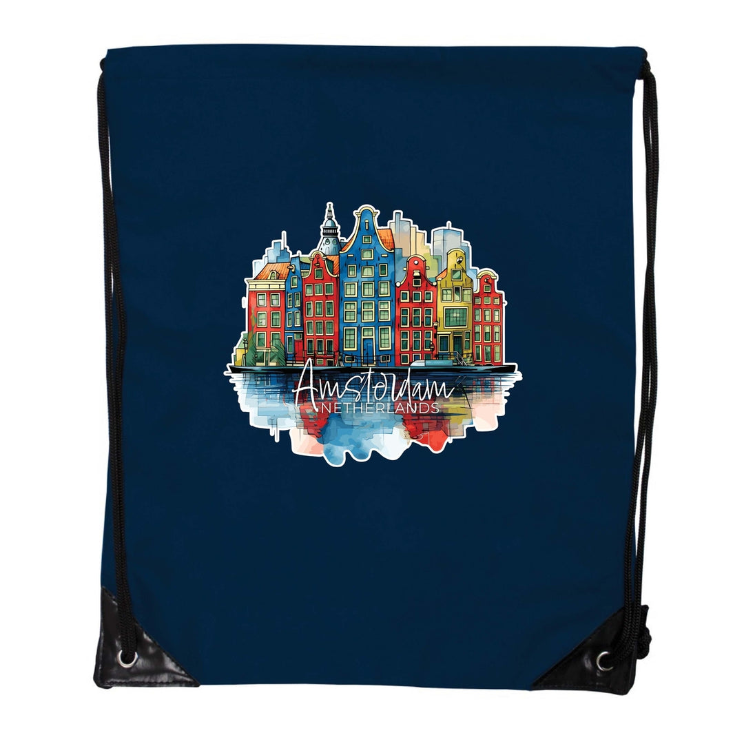 Amsterdam Netherlands Design C Souvenir Cinch Bag with Drawstring Backpack Image 4