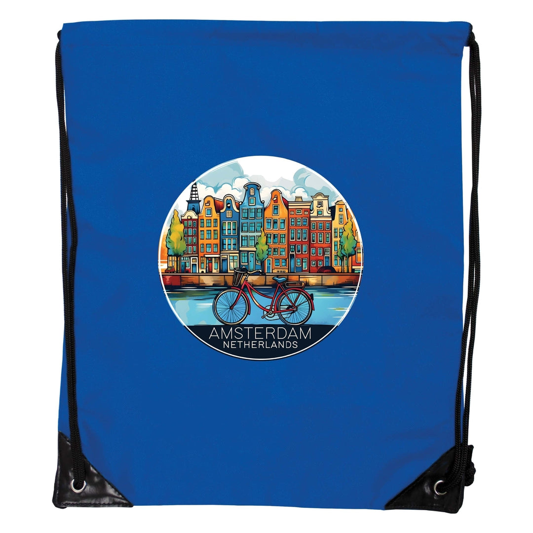 Amsterdam Netherlands Design D Souvenir Cinch Bag with Drawstring Backpack Image 3