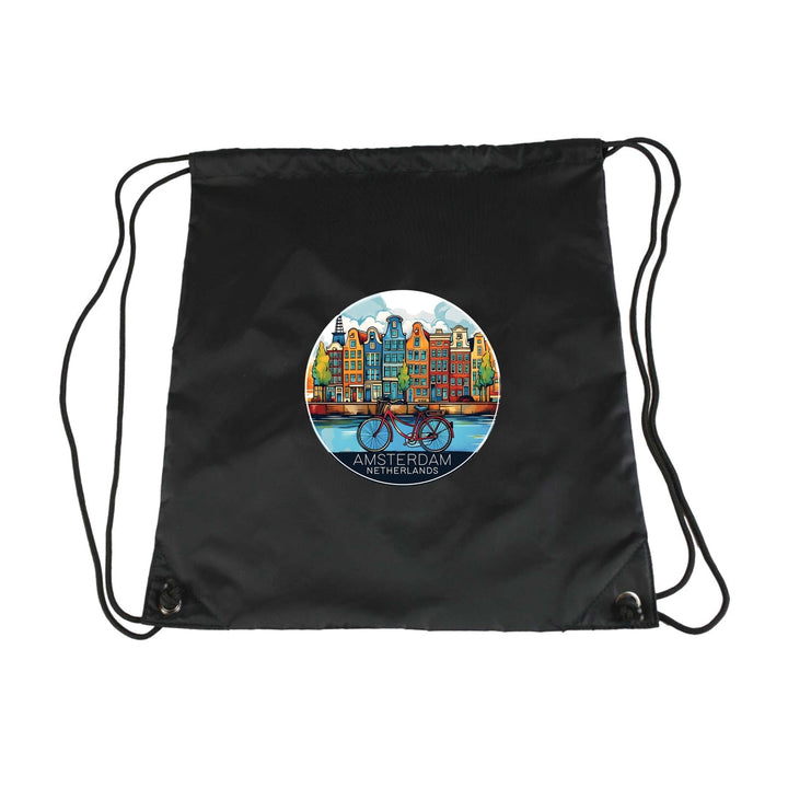 Amsterdam Netherlands Design D Souvenir Cinch Bag with Drawstring Backpack Image 4