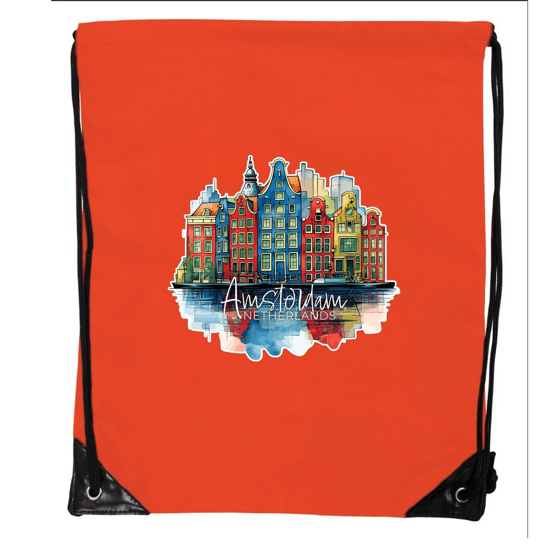 Amsterdam Netherlands Design C Souvenir Cinch Bag with Drawstring Backpack Image 4