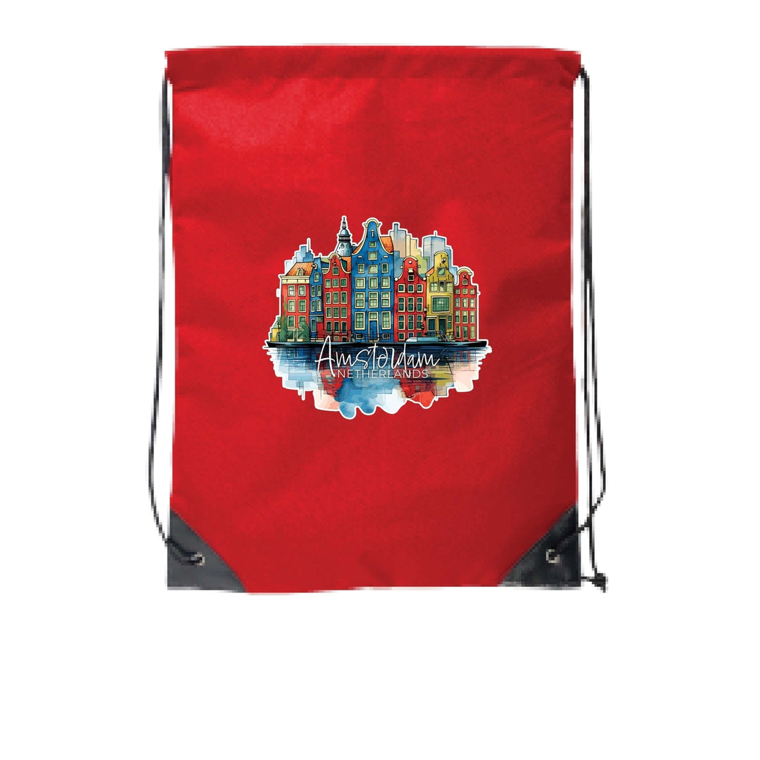 Amsterdam Netherlands Design C Souvenir Cinch Bag with Drawstring Backpack Image 6