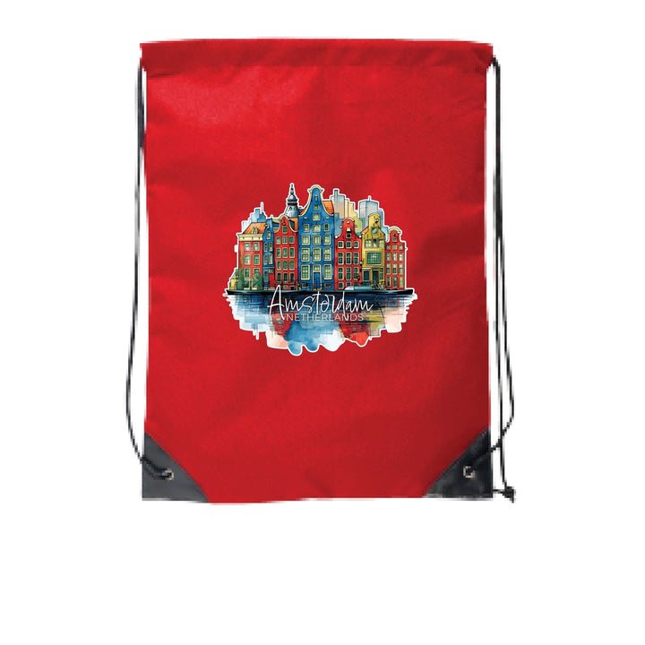 Amsterdam Netherlands Design C Souvenir Cinch Bag with Drawstring Backpack Image 6