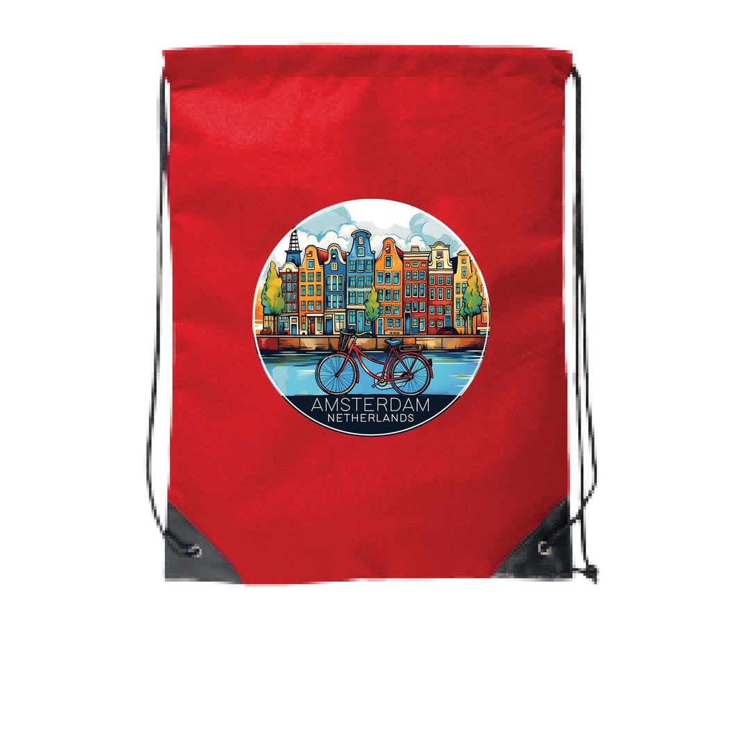 Amsterdam Netherlands Design D Souvenir Cinch Bag with Drawstring Backpack Image 4