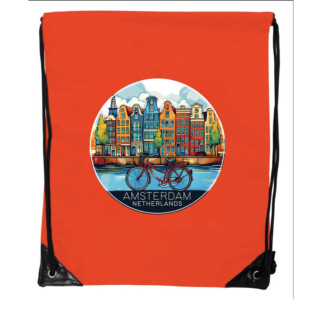 Amsterdam Netherlands Design D Souvenir Cinch Bag with Drawstring Backpack Image 6