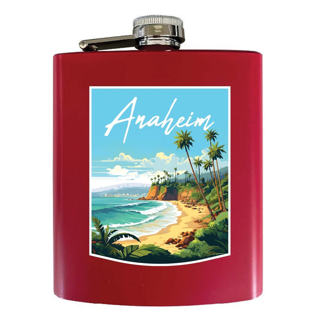 Anaheim California Design B Souvenir 7 oz Steel Flask Matte Finish Image 2