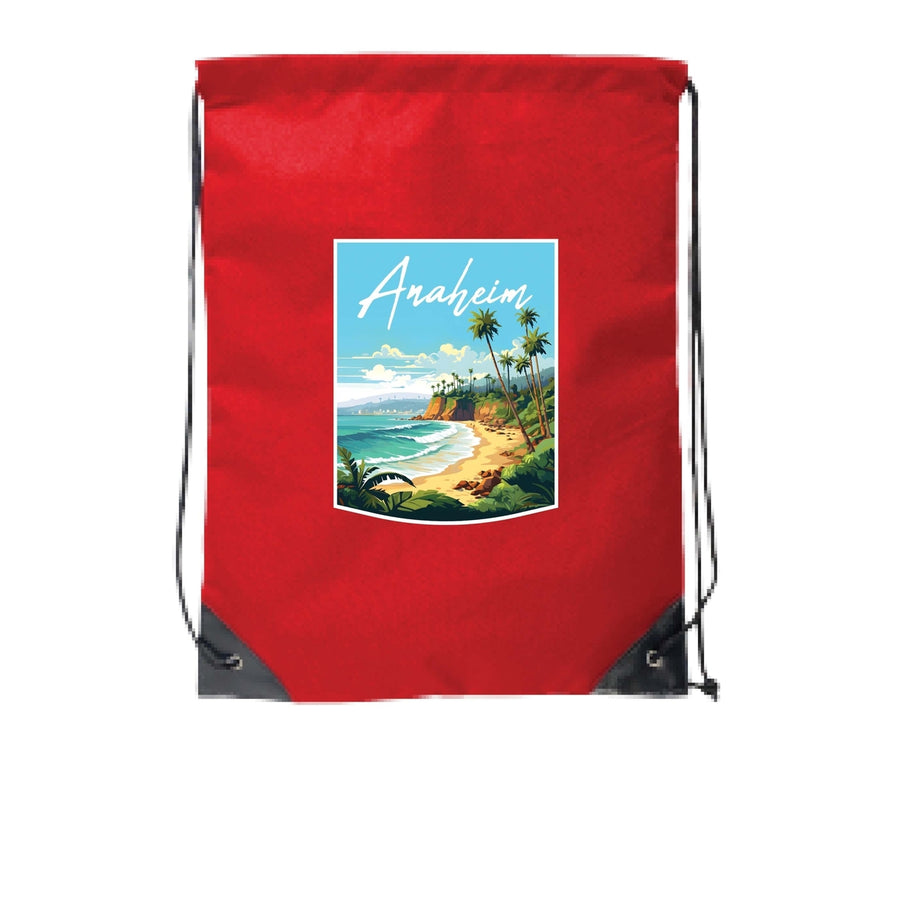 Anaheim California Design B Souvenir Cinch Bag with Drawstring Backpack Image 1