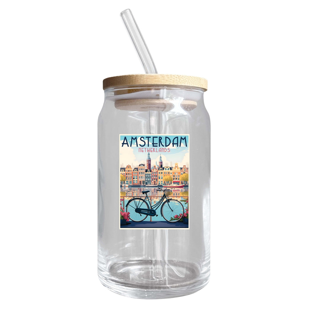 Amsterdam Netherlands Design A Souvenir 12 oz Beer Can Glass Image 1