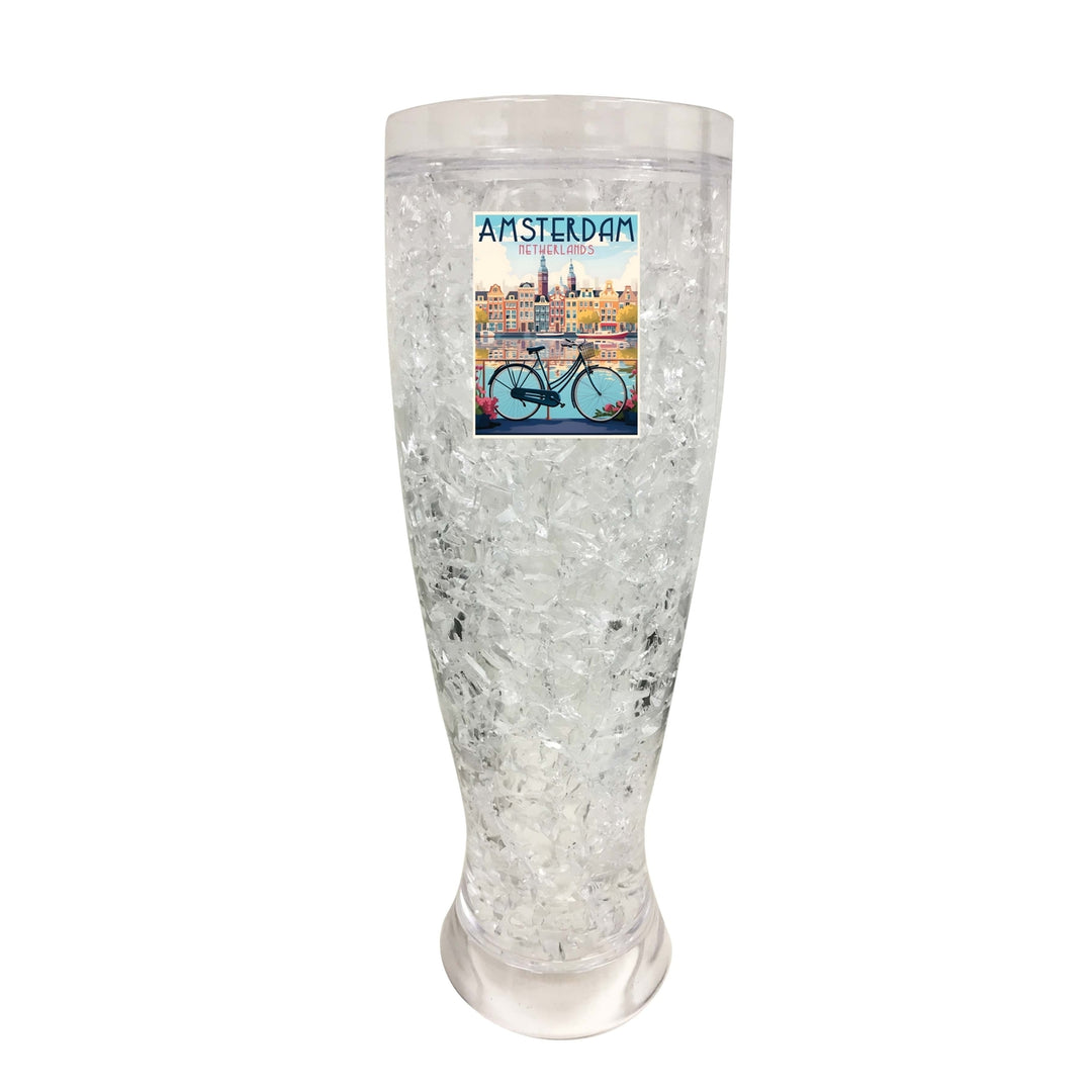 Amsterdam Netherlands Design A Souvenir 16 oz Plastic Broken Glass Frosty Mug Image 1