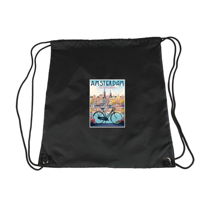 Amsterdam Netherlands Design A Souvenir Cinch Bag with Drawstring Backpack Image 1