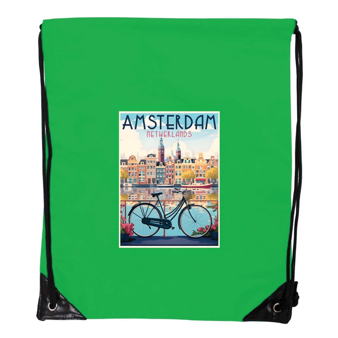 Amsterdam Netherlands Design A Souvenir Cinch Bag with Drawstring Backpack Image 3