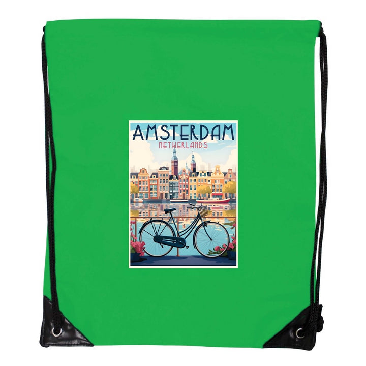 Amsterdam Netherlands Design A Souvenir Cinch Bag with Drawstring Backpack Image 1