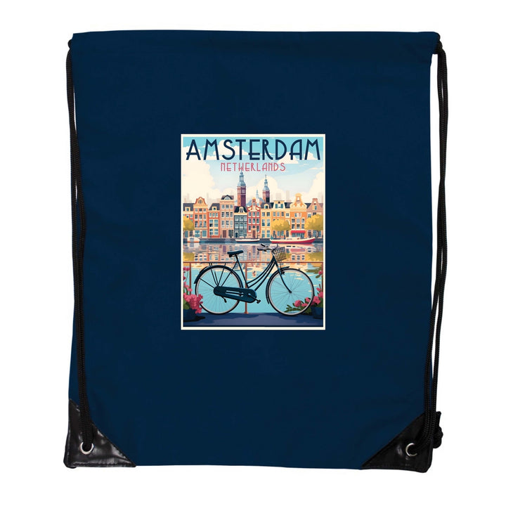 Amsterdam Netherlands Design A Souvenir Cinch Bag with Drawstring Backpack Image 4