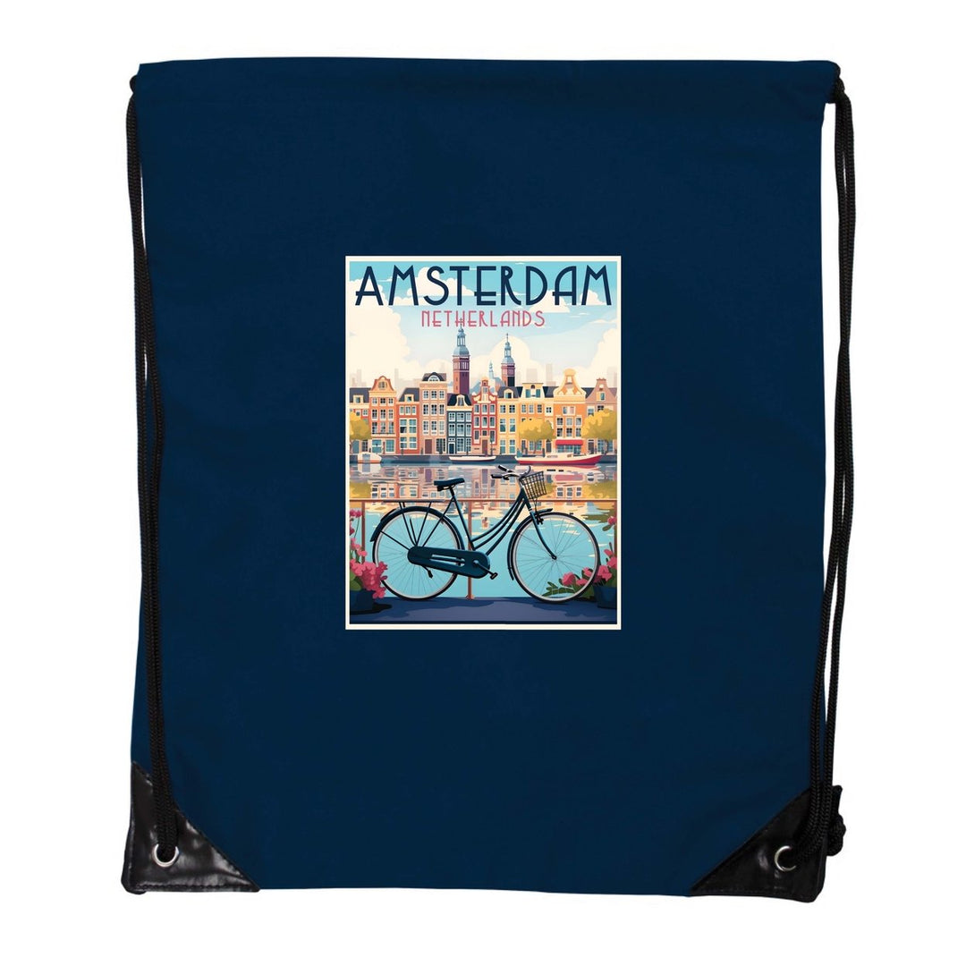 Amsterdam Netherlands Design A Souvenir Cinch Bag with Drawstring Backpack Image 1