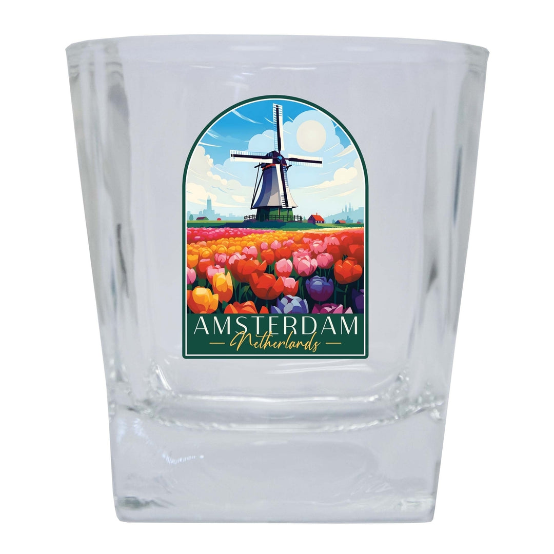 Amsterdam Netherlands Design B Souvenir 10 oz Whiskey Glass Rocks Glass Image 1