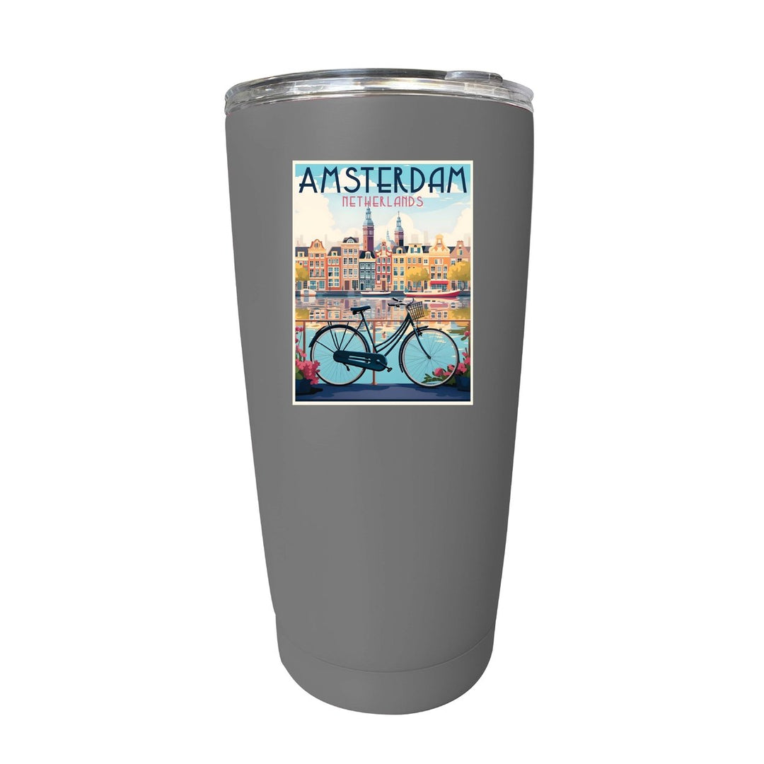 Amsterdam Netherlands Design A Souvenir 16 oz Stainless Steel Insulated Tumbler Image 8