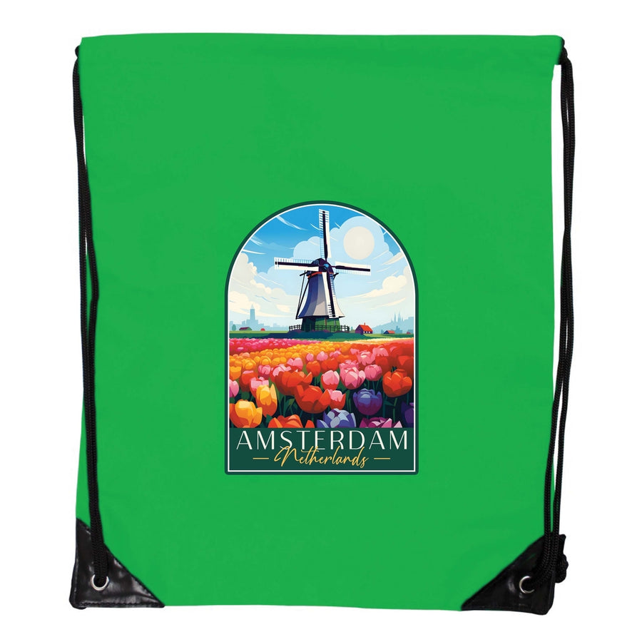 Amsterdam Netherlands Design B Souvenir Cinch Bag with Drawstring Backpack Image 1