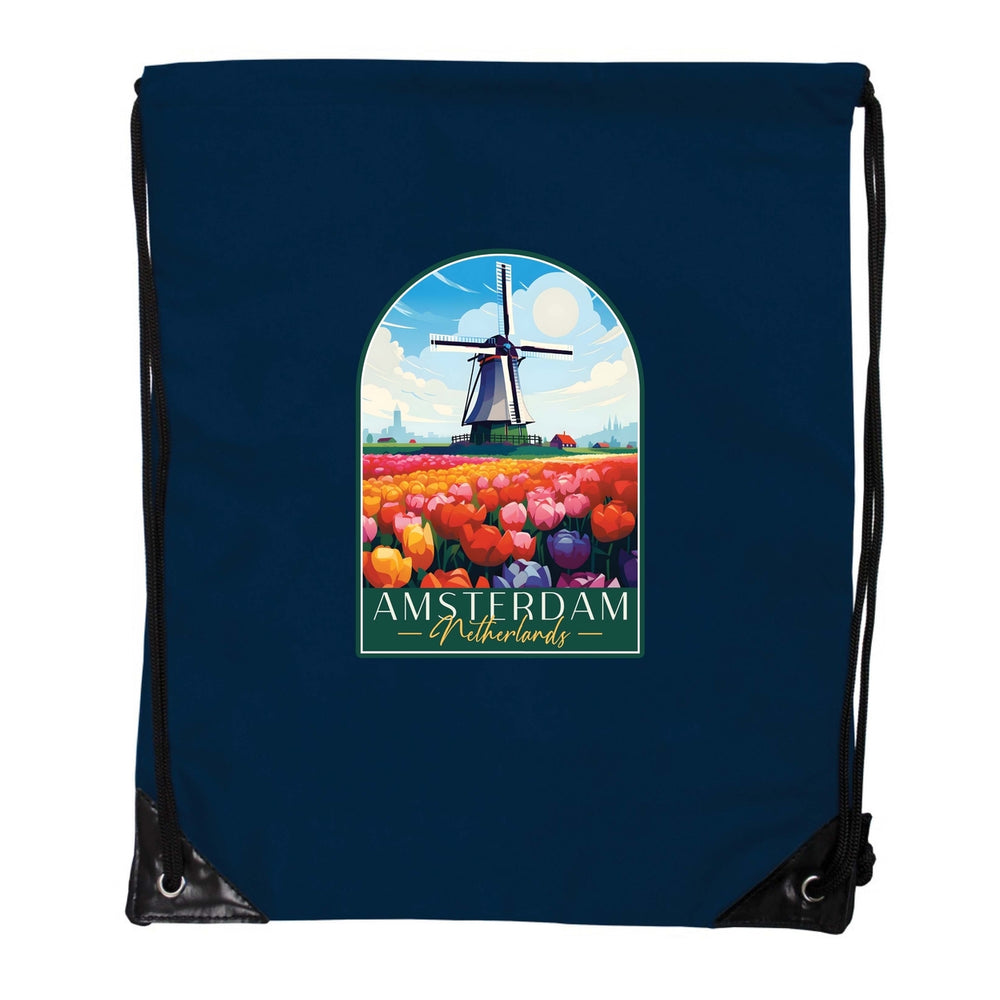 Amsterdam Netherlands Design B Souvenir Cinch Bag with Drawstring Backpack Image 2