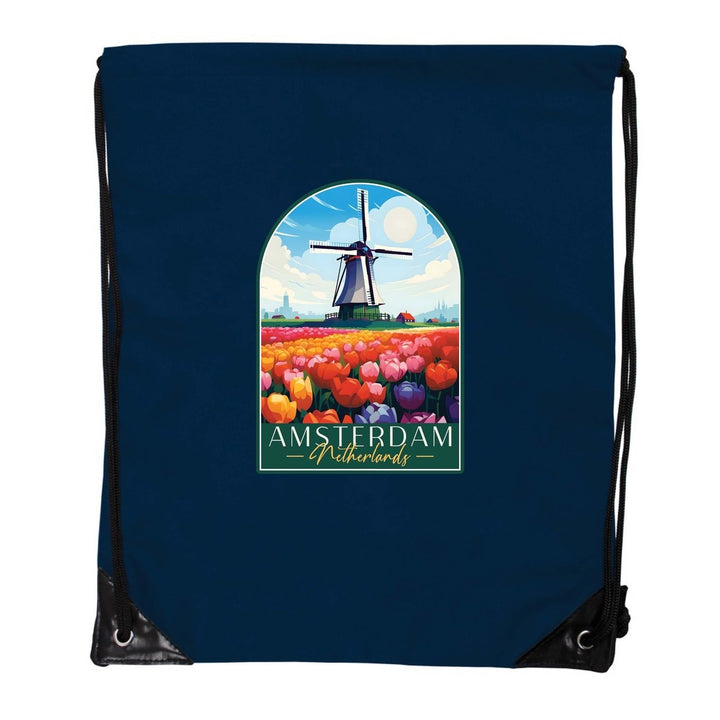 Amsterdam Netherlands Design B Souvenir Cinch Bag with Drawstring Backpack Image 1