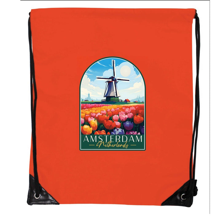 Amsterdam Netherlands Design B Souvenir Cinch Bag with Drawstring Backpack Image 3