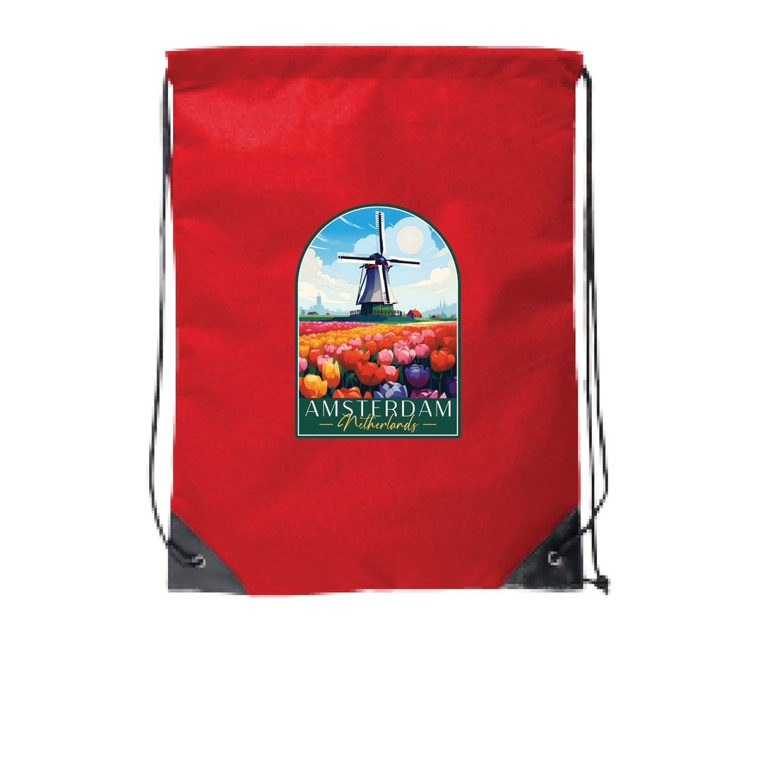 Amsterdam Netherlands Design B Souvenir Cinch Bag with Drawstring Backpack Image 4