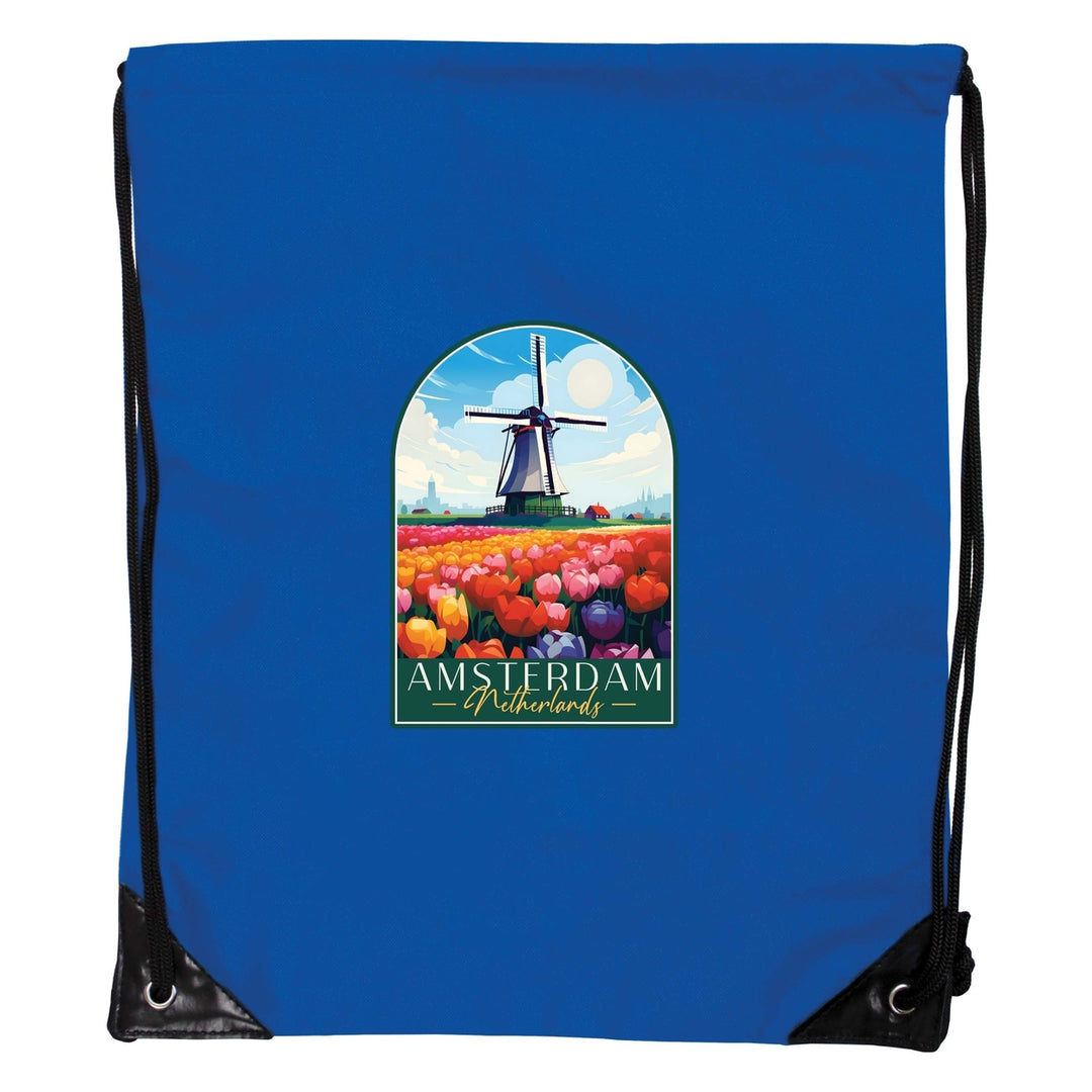 Amsterdam Netherlands Design B Souvenir Cinch Bag with Drawstring Backpack Image 4