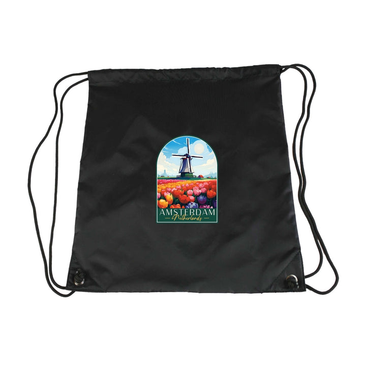 Amsterdam Netherlands Design B Souvenir Cinch Bag with Drawstring Backpack Image 6