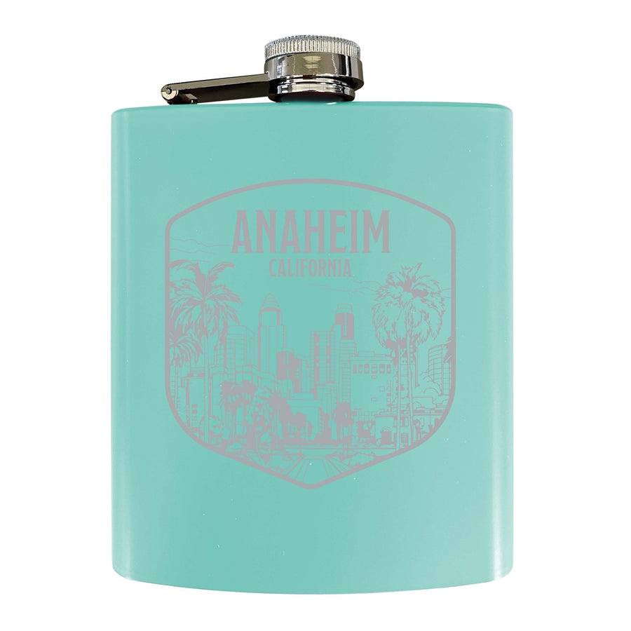 Anaheim California Souvenir 7 oz Engraved Steel Flask Matte Finish Image 1