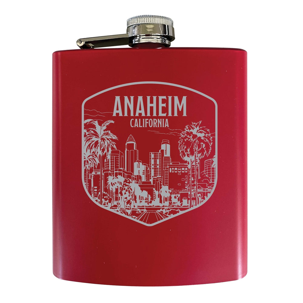 Anaheim California Souvenir 7 oz Engraved Steel Flask Matte Finish Image 2